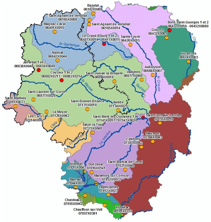 Localisation des points de suivis quantité de l