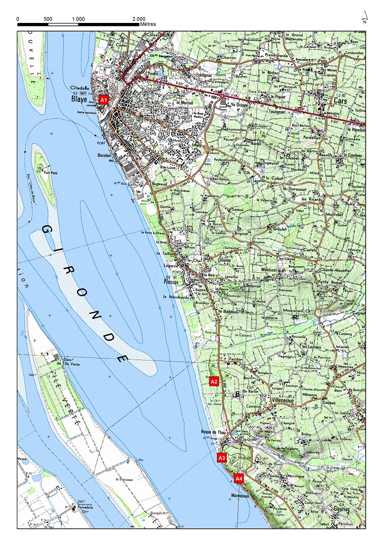 Cartes des arrêts de l'itinéraire de Blaye