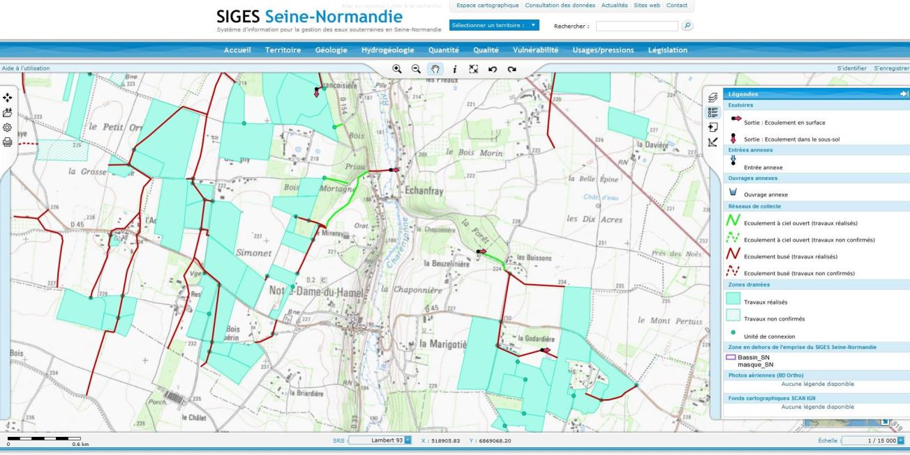 Visualisation de la base de données dans l’espace cartographique
