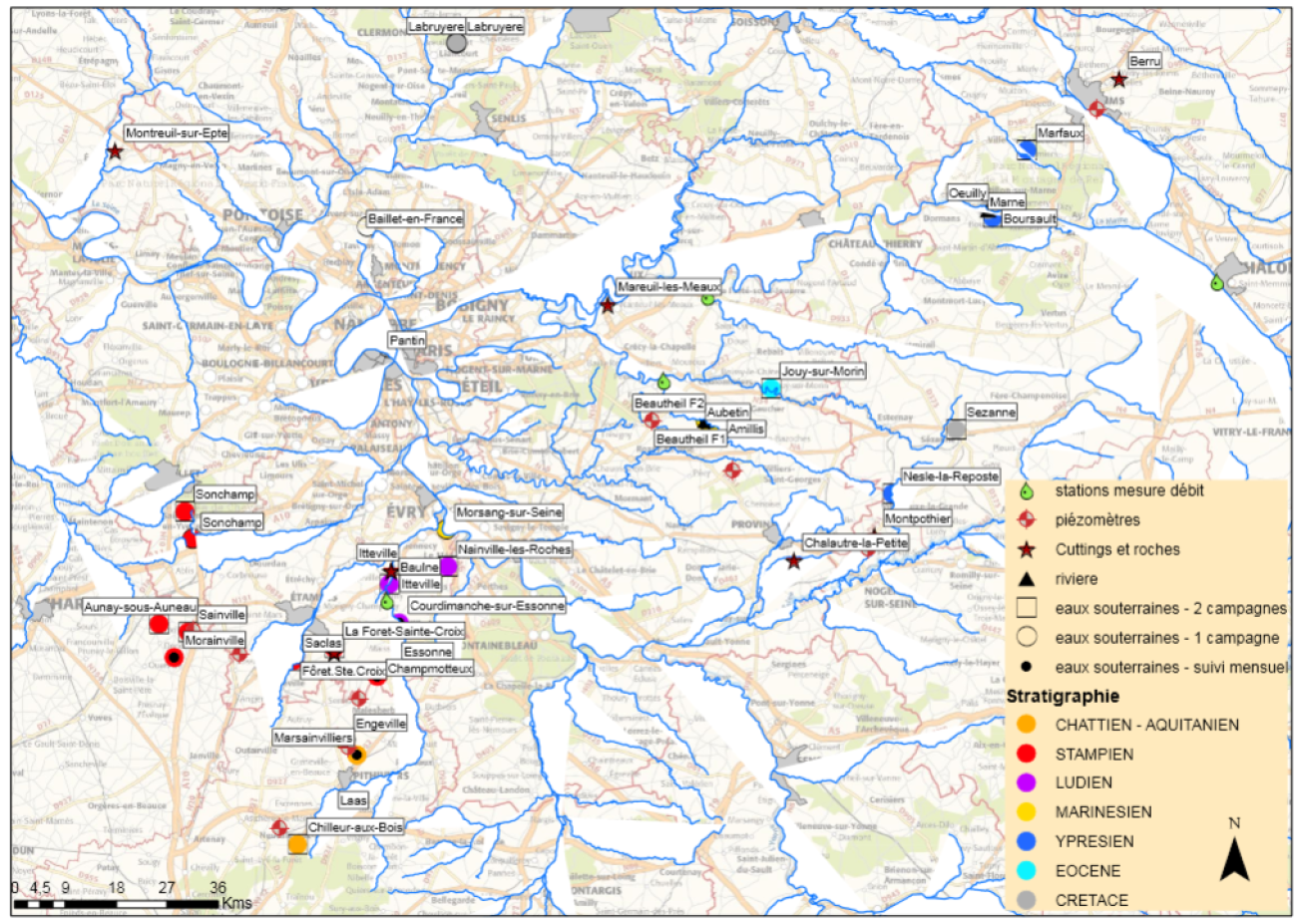 Carte de localisation des prélèvements
