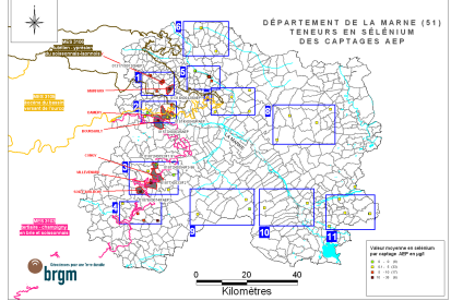 Carte générale de synthèse des secteurs et des points retenus dans la Marne (Rapport BRGM/RP-54939-FR)