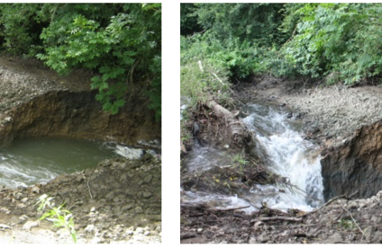 Bétoire ouverte à Ajou en 2012 et Assec de la Risle sur 12 km. © BRGM