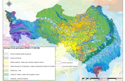 Cartes des cours d’eau et des formations géologiques du bassin Seine-Normandie (BRGM)