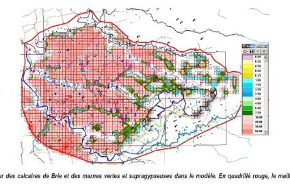 Le maillage de l’outil Watermodel (16 500 mailles de 1,2 km de coté) (AQUI’ Brie)