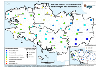 cartes des piézomètre de suivie, Bretagne