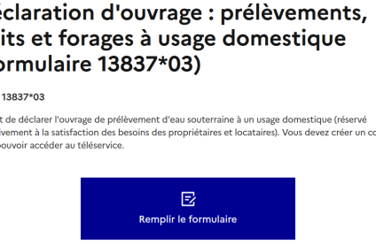 Déclaration d'ouvrage : prélèvements, puits et forages à usage domestique sur https://www.service-public.fr/