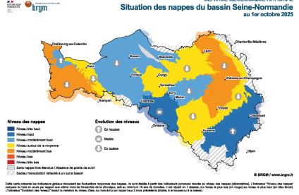 Carte mensuelle de situation des nappes - Bassin Seine-Normandie - 1er septembre 2025