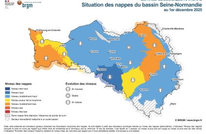 Bulletin de situation des nappes du bassin Seine-Normandie - 1er décembre 2025