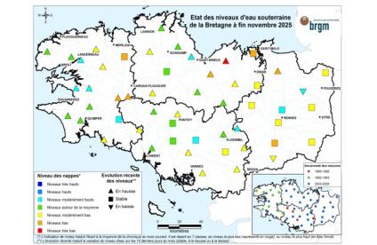 Bulletin situation nappe Bretagne à fin novembre 2025 