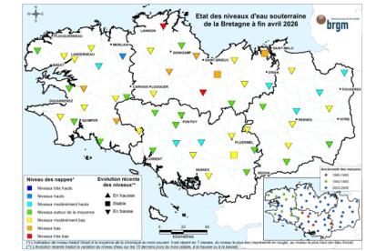 Bulletin situation nappe Bretagne à fin avril 2026