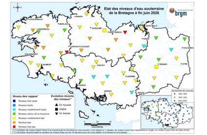 Bulletin situation nappe Bretagne à fin juin 2026