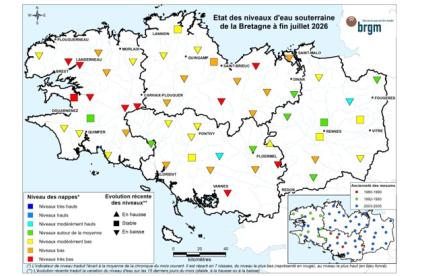 Bulletin situation nappe Bretagne à fin août 2026
