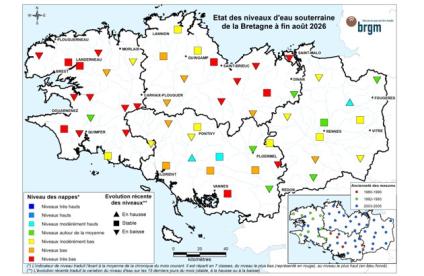 Bulletin situation nappe Bretagne à fin août 2026