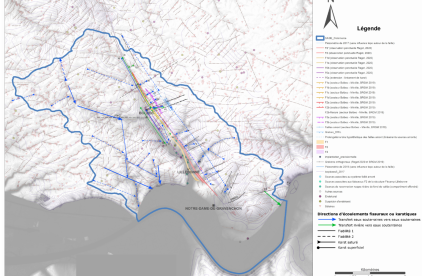 Cheminement matriciels et karstiques vraisemblable des eaux souterraines autour de la vallée du Commerce (BRGM-RP69580-FR)