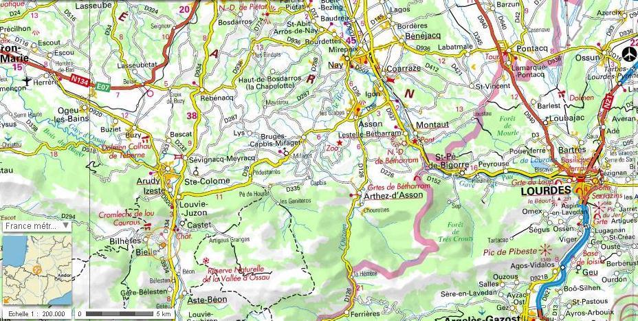 Carte de localisation du site "Grottes de Bétharram"