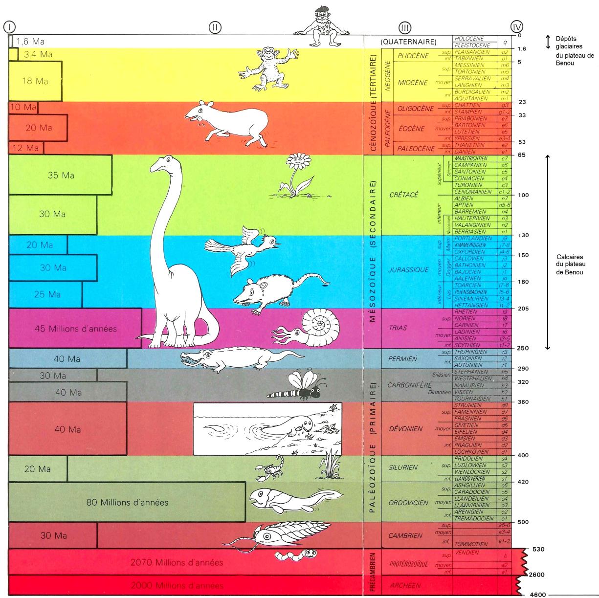 Log schématique de la géologie du plateau de Benou