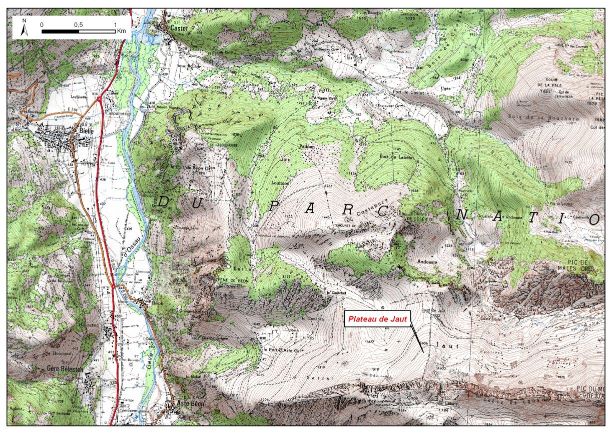 Carte de localisation du site "Plateau de Jaut"