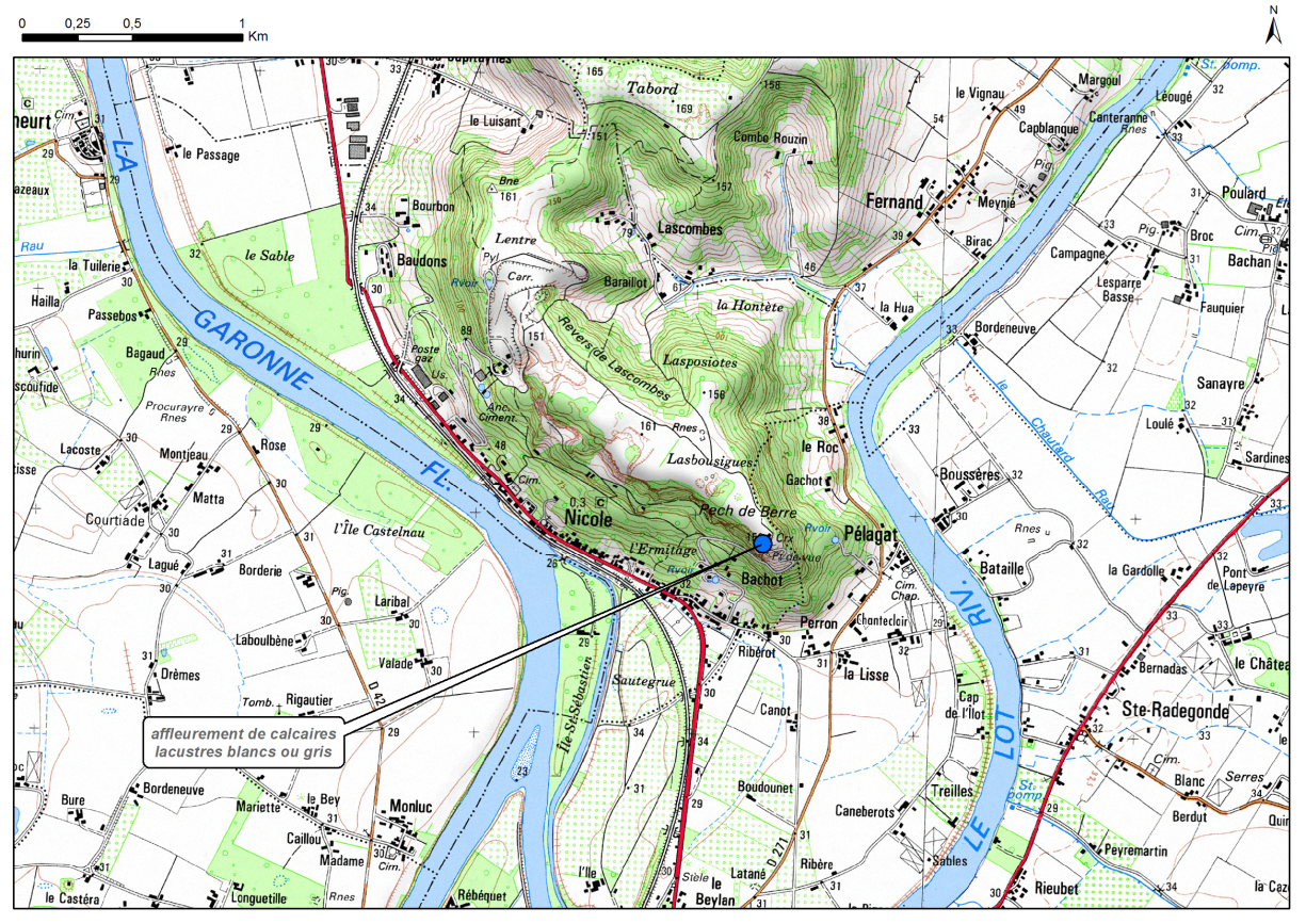 Carte de localisation du site "Pech de Berre" (commune de Nicole)