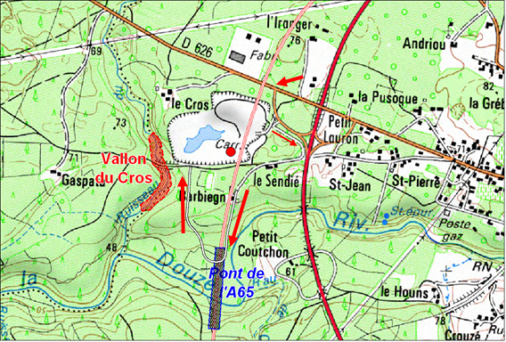 Carte de localisation du site "Vallon Cros" (commune de Roquefort)