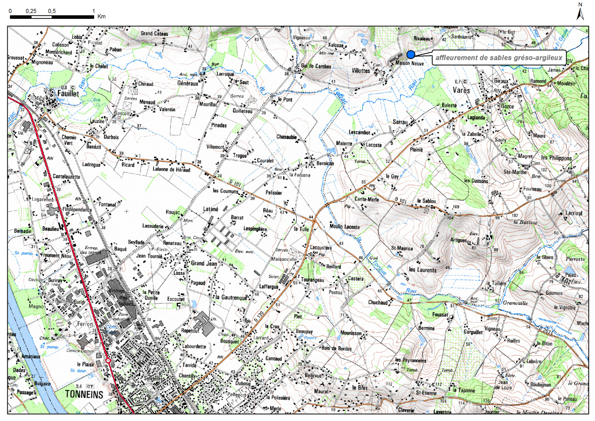 Carte de localisation du site "Affleurement de Villotte" (commune de Varès)