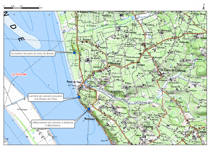 Carte de localisation du site Roque de Thau (commune de Gauriac)