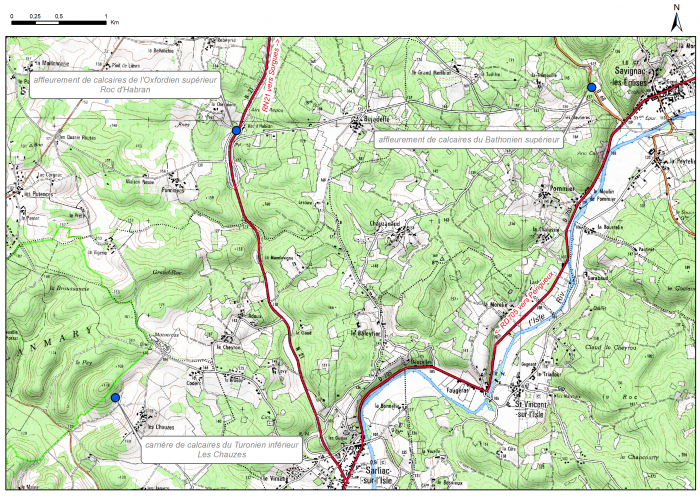 Carte de localisation du site "Roc d'Habran" (commune de Sorges)