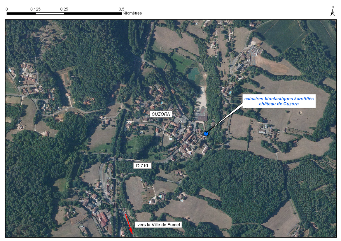 Carte de localisation du site "Chateau de Cuzorn" (commune de Cuzorn)