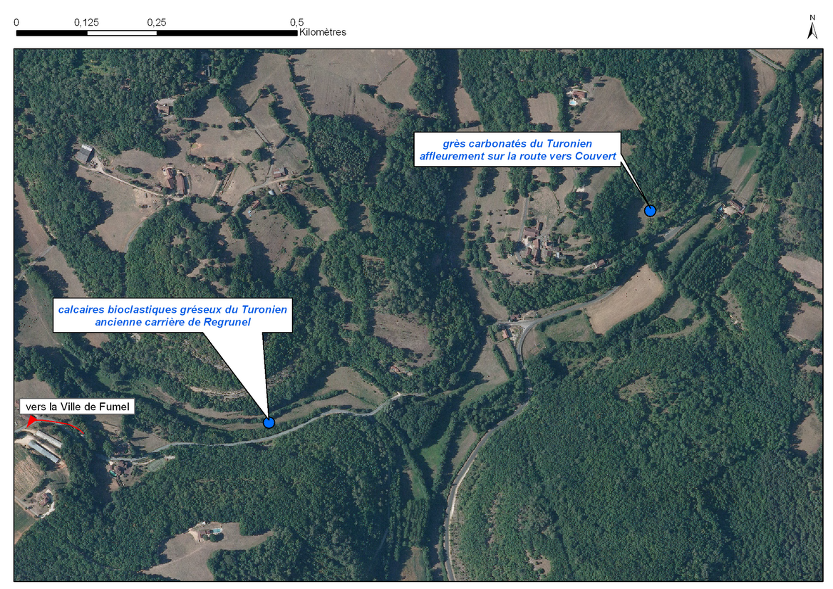 Carte de localisation du site "Regrunel" (commune de Fumel)