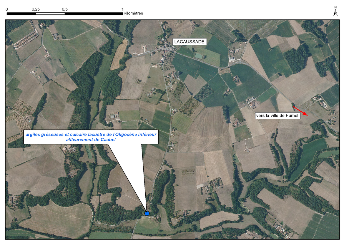 Carte de localisation du site "Caubel" (commune de Lacaussade)