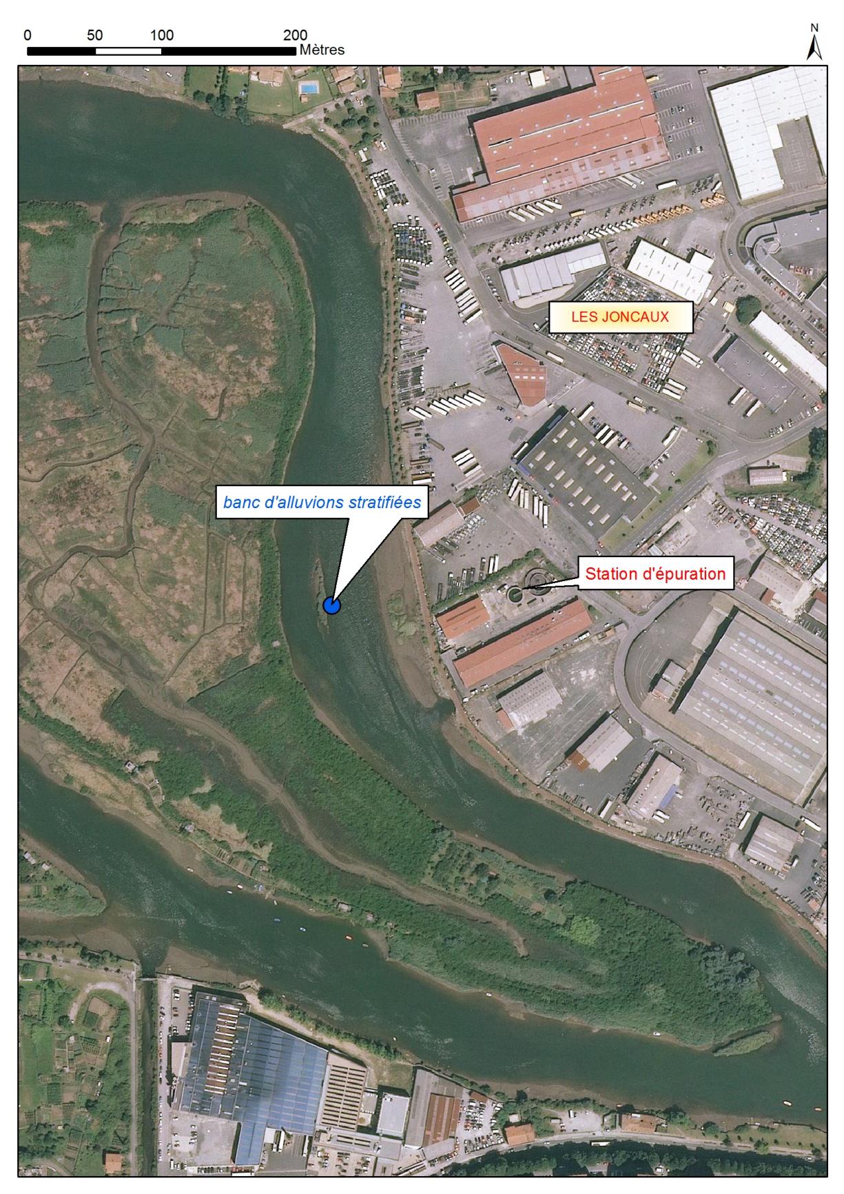 Localisation des affleurements décrits pour le site "Vallée de la Bidassoa" (commune de Hendaye)