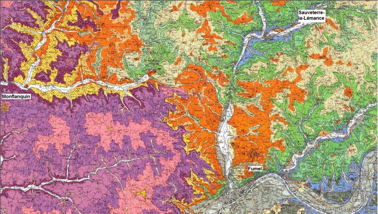 Extrait de la carte géologique au 1/50 000 de Fumel (855)
