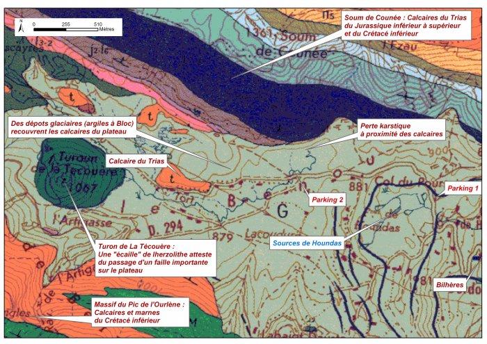 Extrait des cartes géologiques au 1/50 000 de la chaîne des Pyrénées