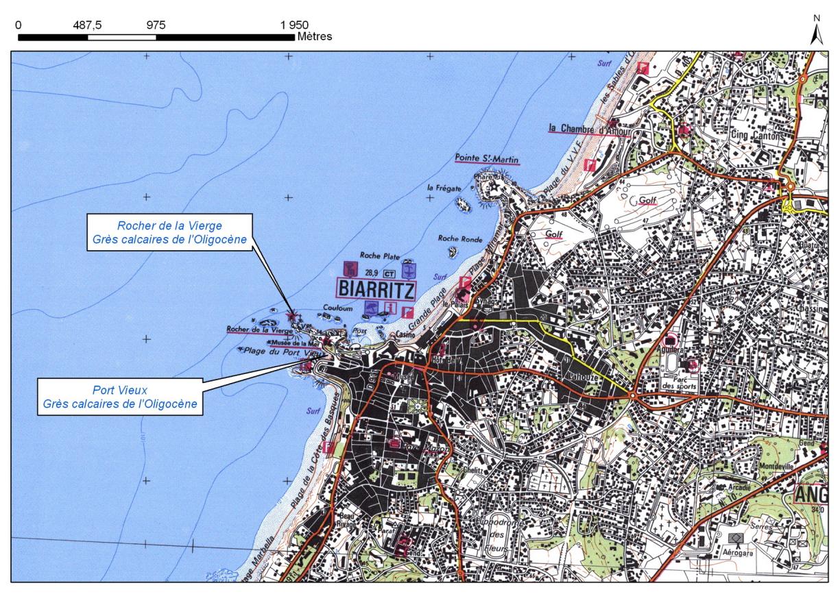 Carte de localisation du site "Vieux Port" (commune de Biarritz)