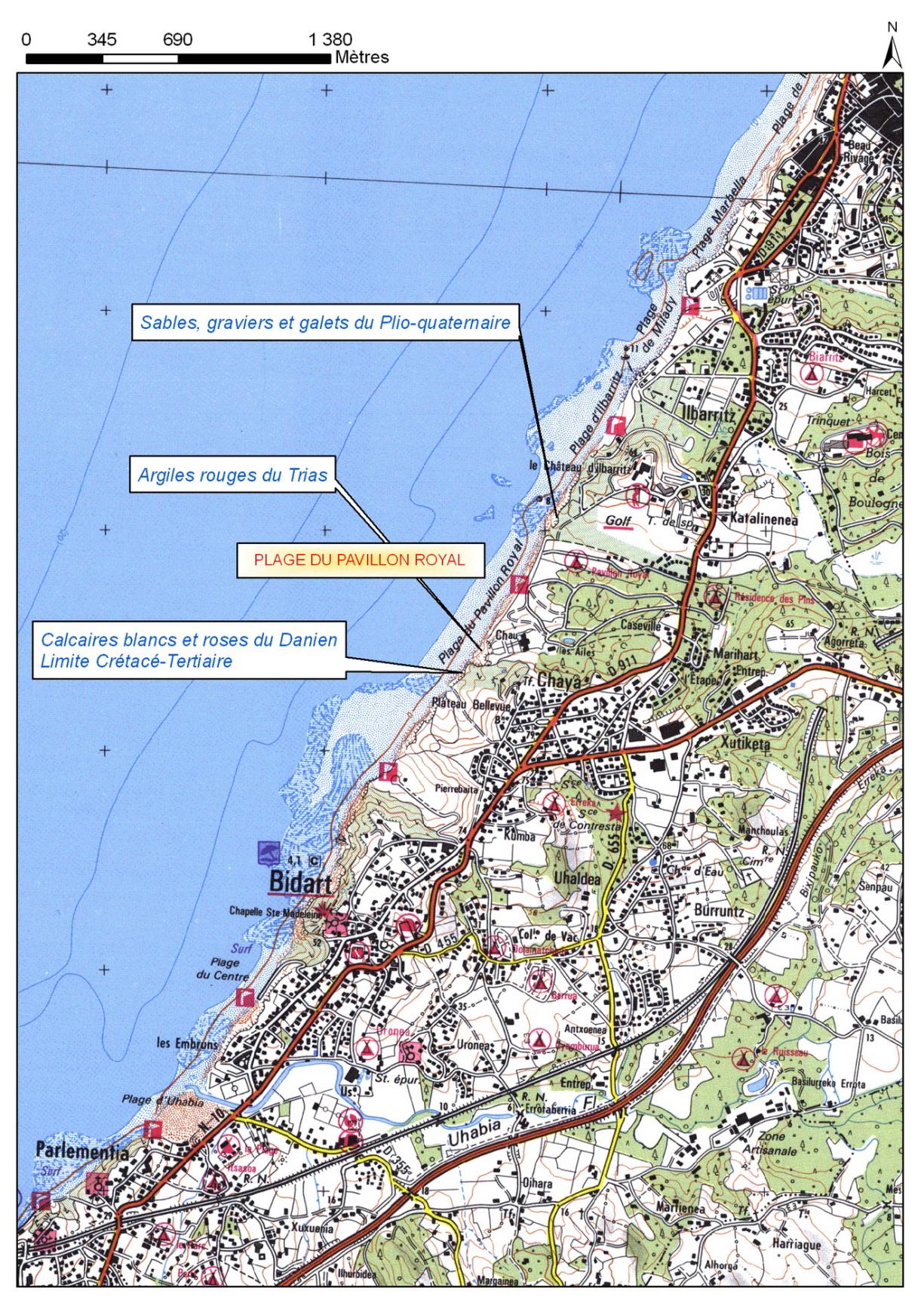 Carte de localisation du site "Pavillon Royal" (commune de Bidart)