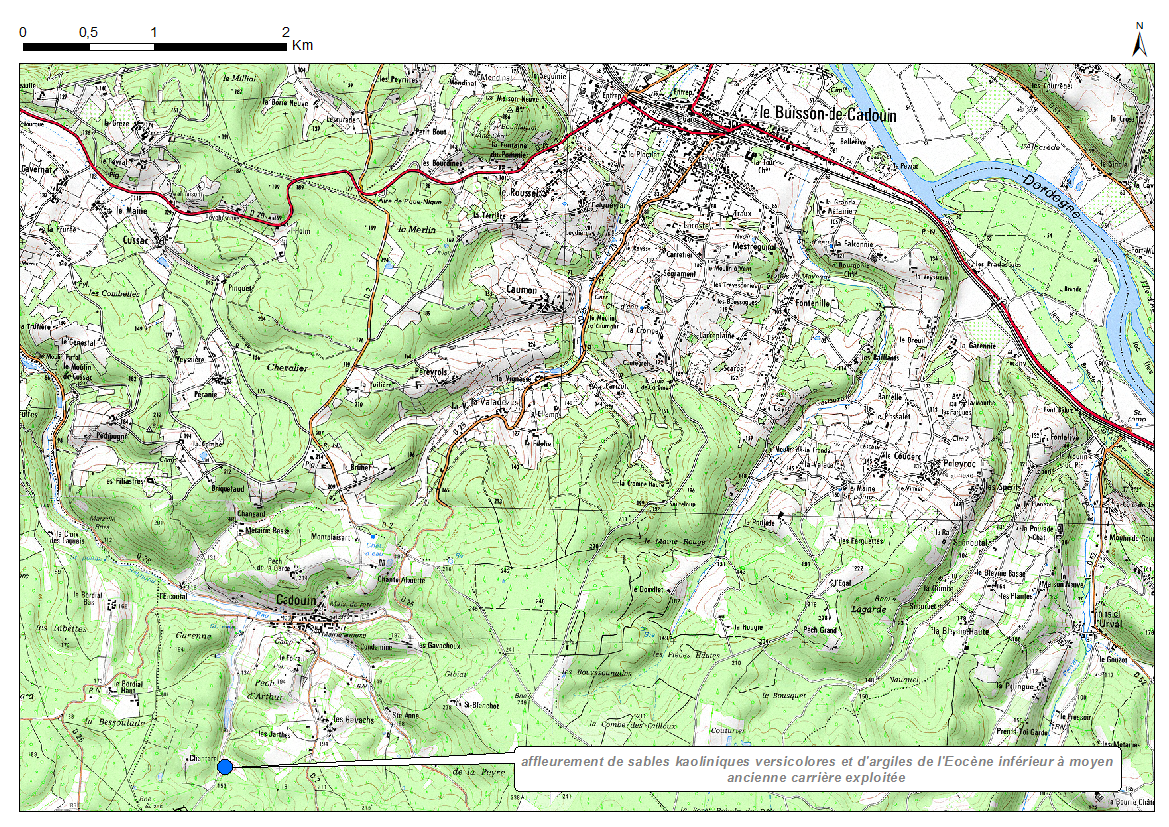 Carte de localisation du site "Carrière de Chantarel" (commune de Le Buisson-de-Cadouin)