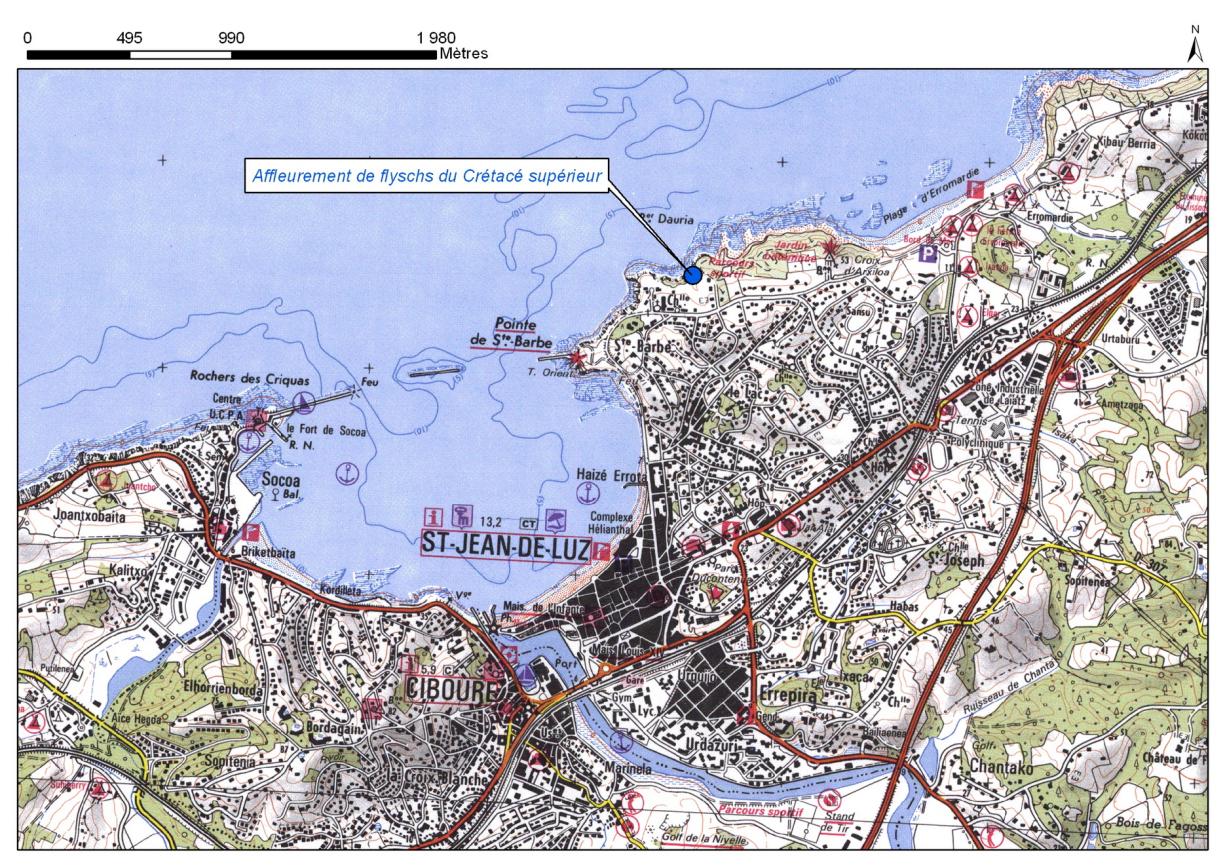 Carte de localisation du site "Pointe Sainte Barbe" (commune de Saint-Jean-de-Luz)