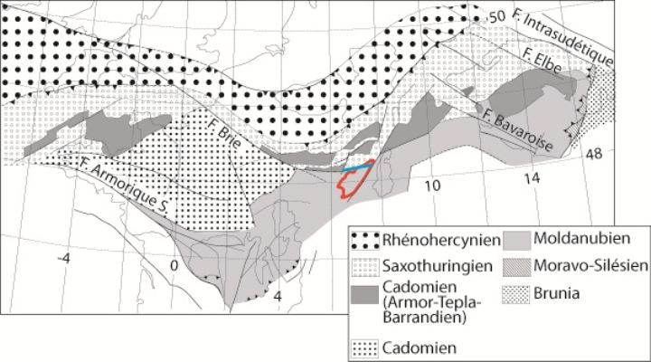 Localisation des Vosges dans la Chaîne Hercynienne d’Europe