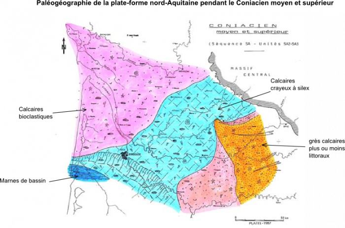 Paléogéographie de la plate-forme nord-Aquitaine pendant le Coniacien moyen et supérieur