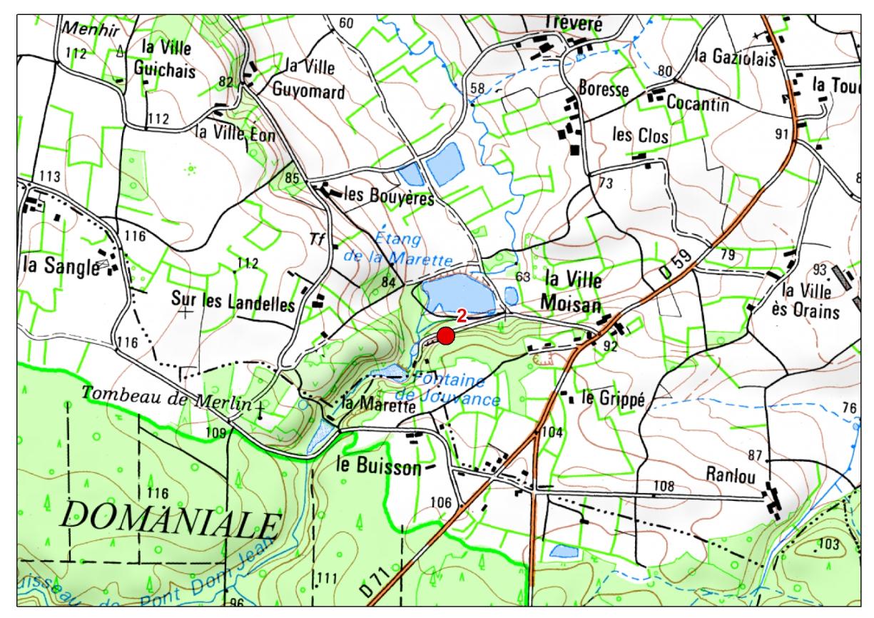 Carte de localisation du site "Carrière de la Marette" (commune de Saint-Malon-sur-Mel)