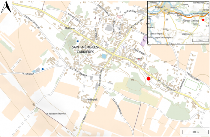 Carte de localisation du site "Saint-Même-les-Carrières"