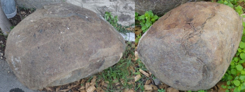 Boules de dolérites, roches volcaniques effusives noires et très dures, appelées aussi dans le pays « pierre de fer » et souvent laissées dans les haies bocagères