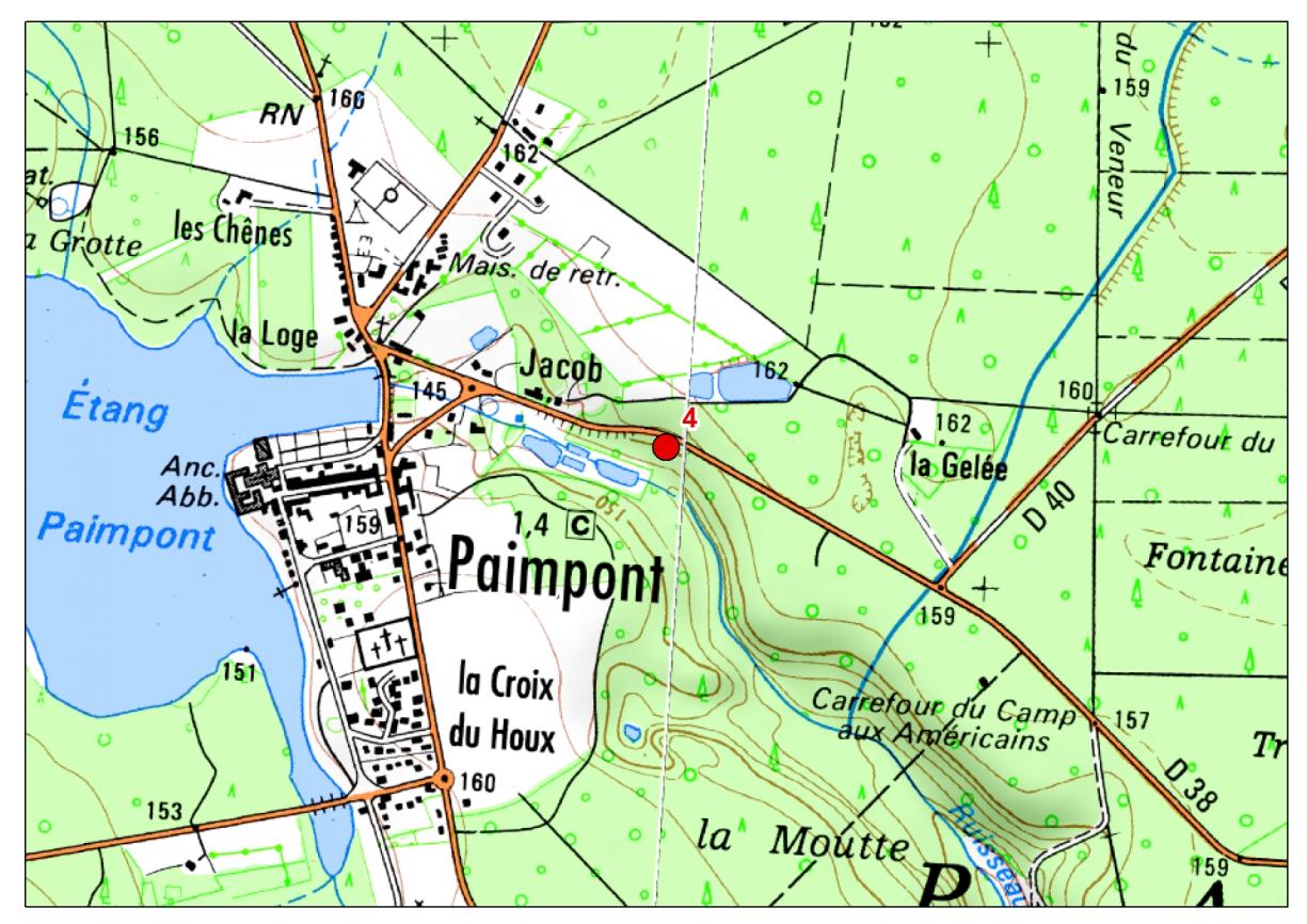 Carte de localisation du site "Route de la stationn d'épuration" (commune de Paimpont)