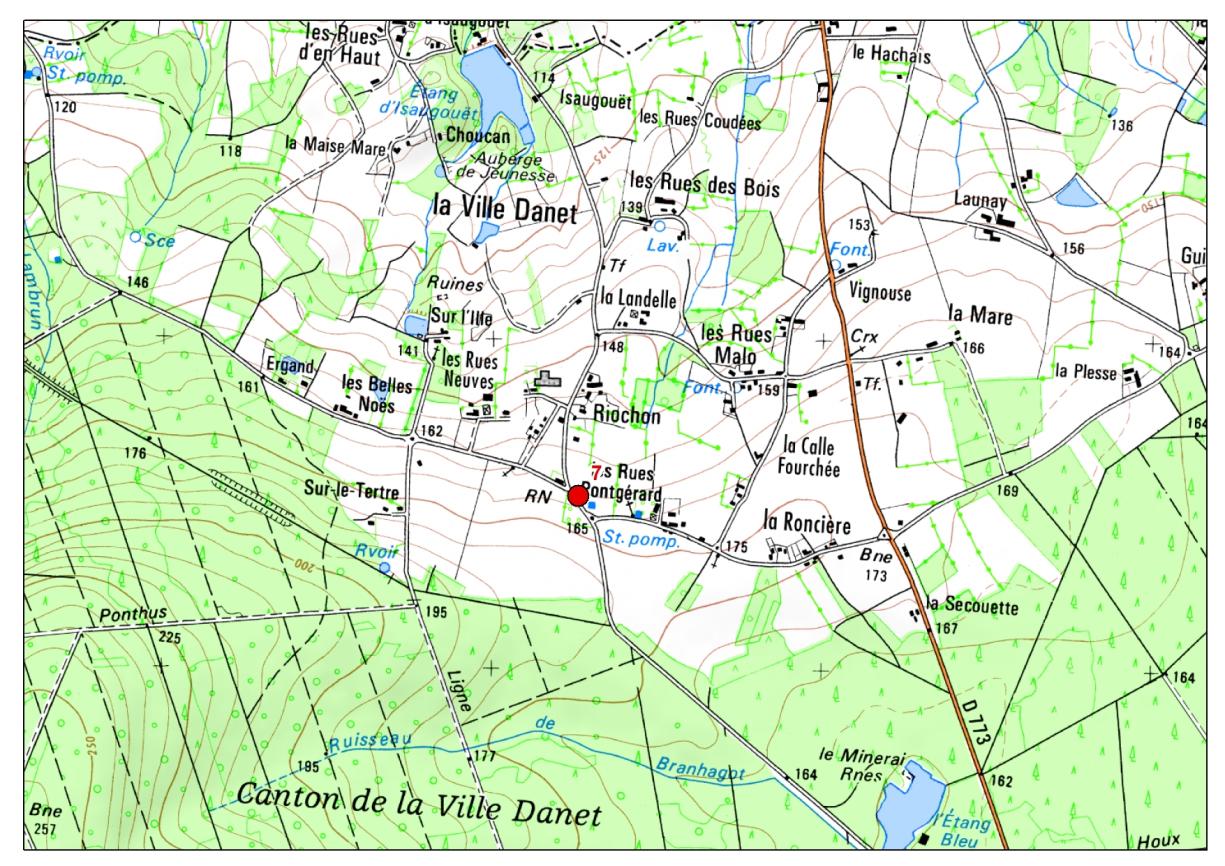 Carte de localisation du site "La Ville Danet" (commune de Paimpont)