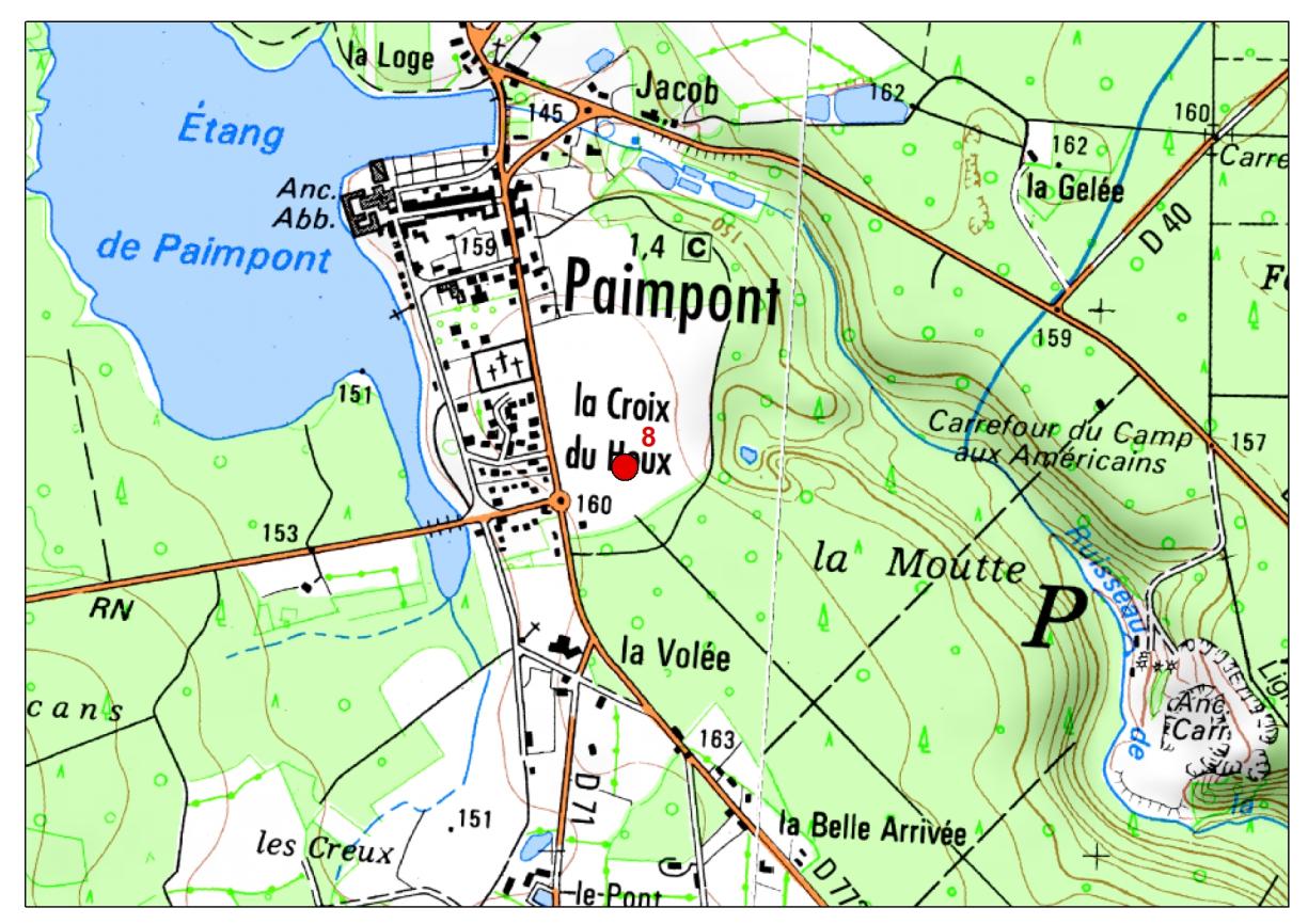 Carte de localisation du site "Société des eaux de sources de Paimpont"