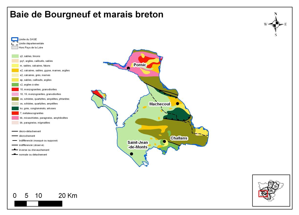 carte géologique Baie de Bourgneuf