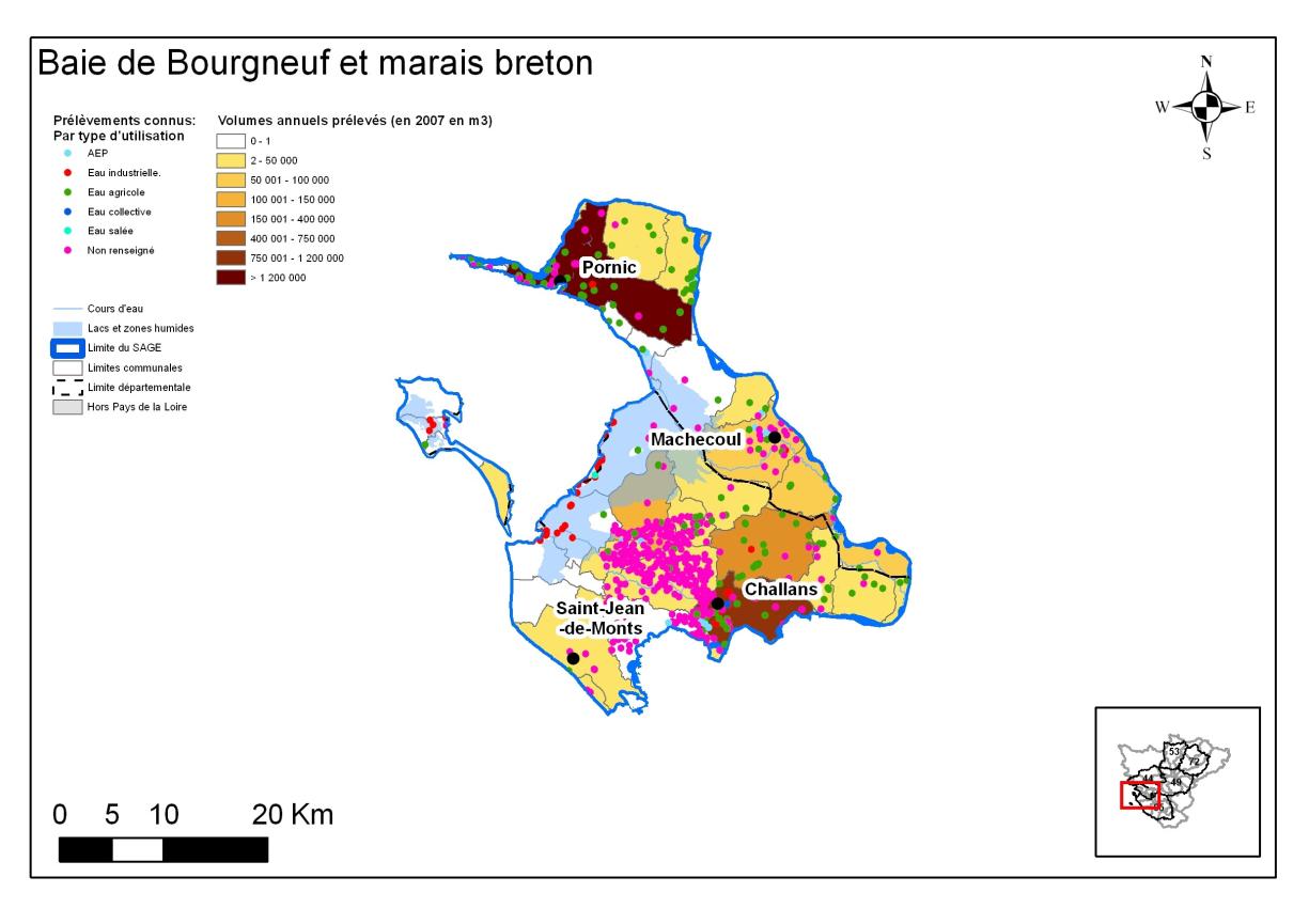 carte de localisation des prélèvements Baie de Bourgneuf
