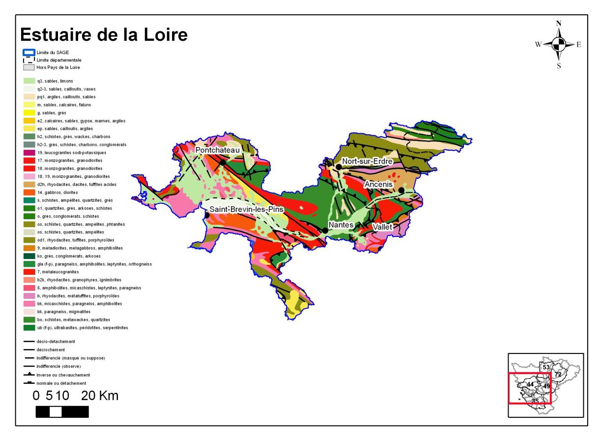 Carte géologique Estuaire Loire