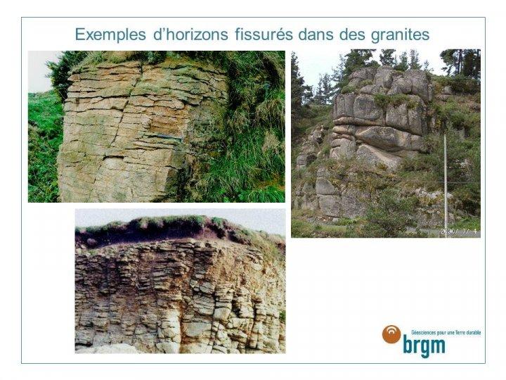 Horizons fissurés dans des granites