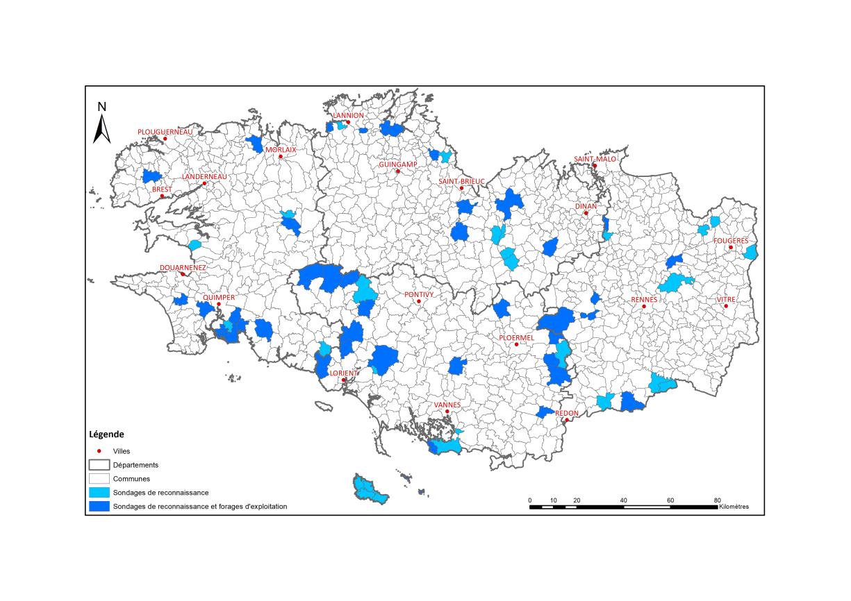 Carte régionale des recherches en eau souterraine réalisées entre 2006-2020 pour l'eau potable