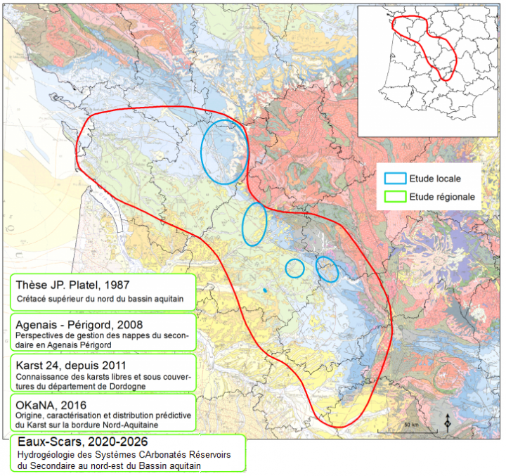 Carte karsts bordure bassin